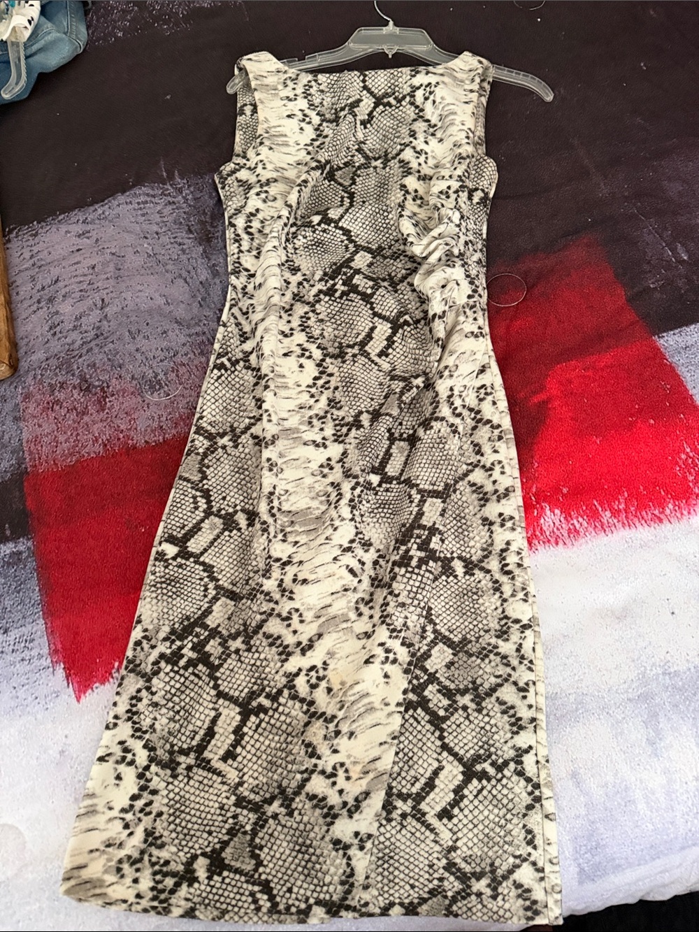 Covington Snake-Print Sleeveless Dress in Black and Cream